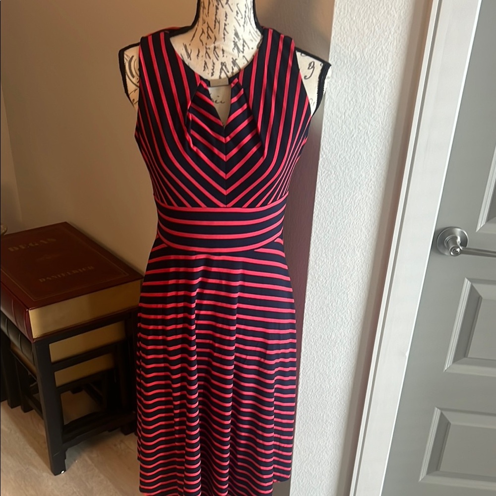 Striped Sleeveless Dress - Pink and Black
